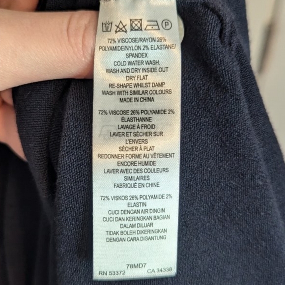 Women's Sweater Dress Medium Fine Knit Navy Blue Long Sleeve Scoop Neck Soft - Picture 2 of 4